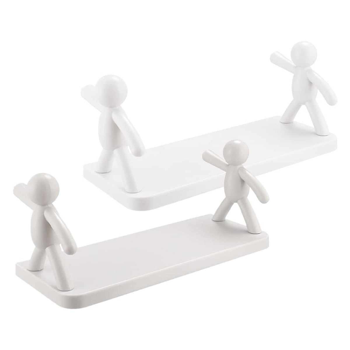 9271b Self Adhesive Cute Floating Shelves Wall Shelf Wall Mounted Organizer - Human Figurine Brown Box