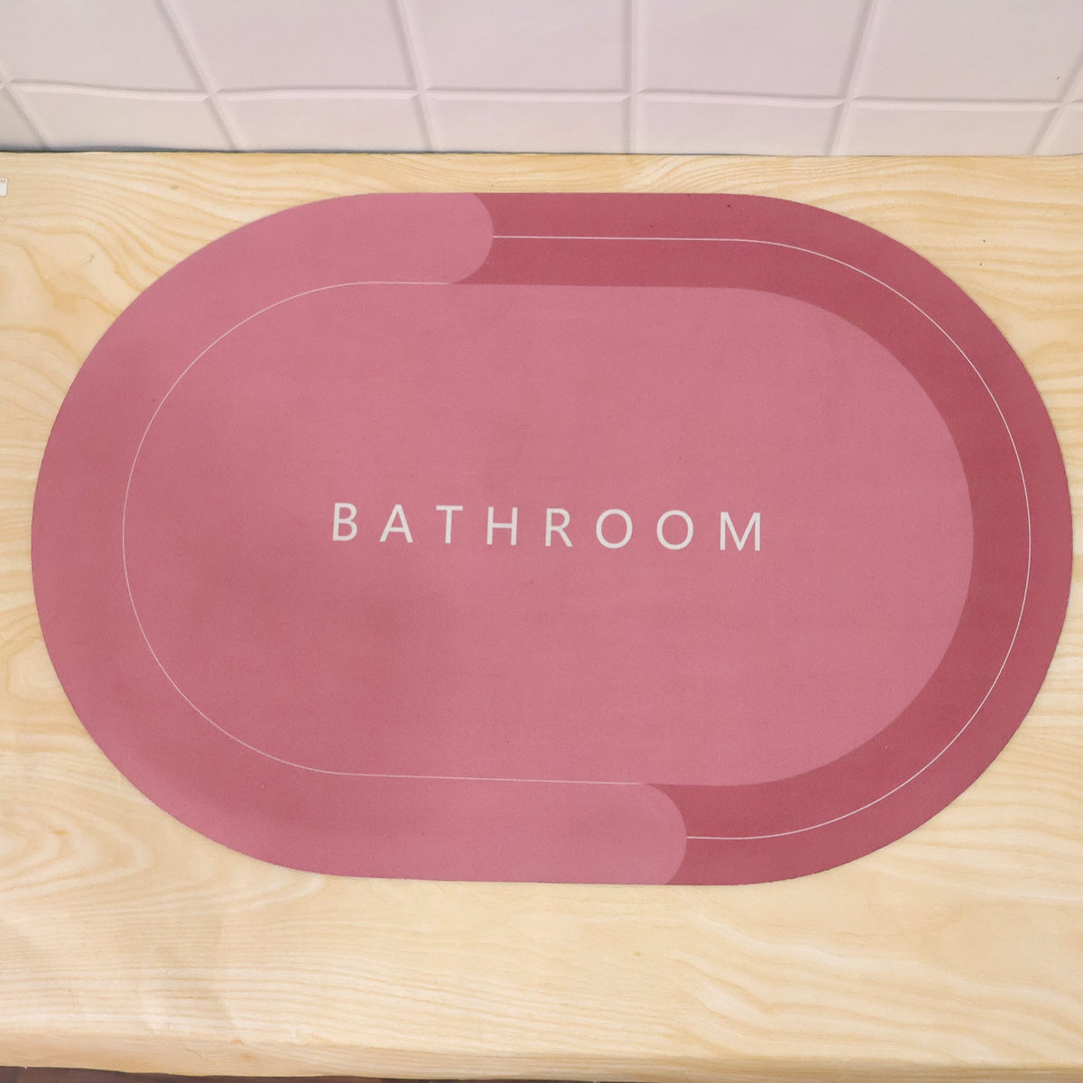 Two-tone Oval Bathroom Rug Water Absorbing Anti-skid Mat (1 Pc 58.5x39 Cm)