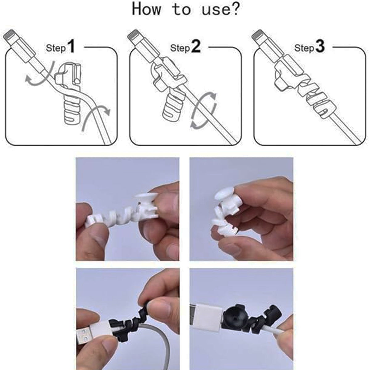 Cable Cord Protector Saver With Suction End (Suction Winder 4 Pcs Set)