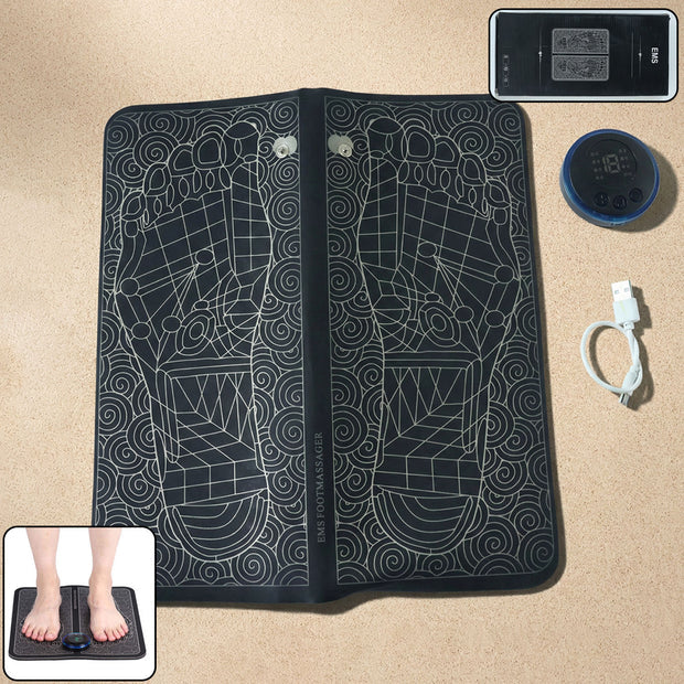 Ems Foot Massager Electric Feet Massager Deep Kneading Circulation Foot Booster For Feet And Legs Muscle Stimulator Folding Portable Electric Massage Machine