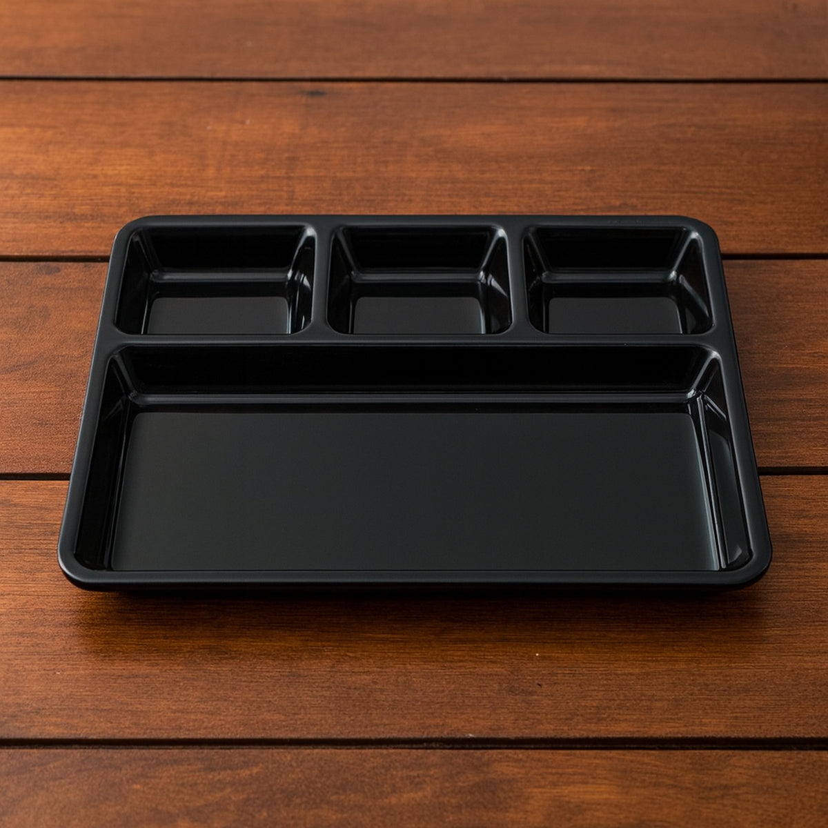 Plastic 4-compartment Rectangular Meal Serving Tray Sectioned Dining Plate (1 Pc)