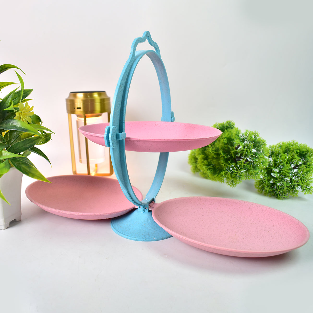 Foldable Fruit Plate Candy Dish Multi Use Mirror Shape Dried Fruit Tray (1 Set)