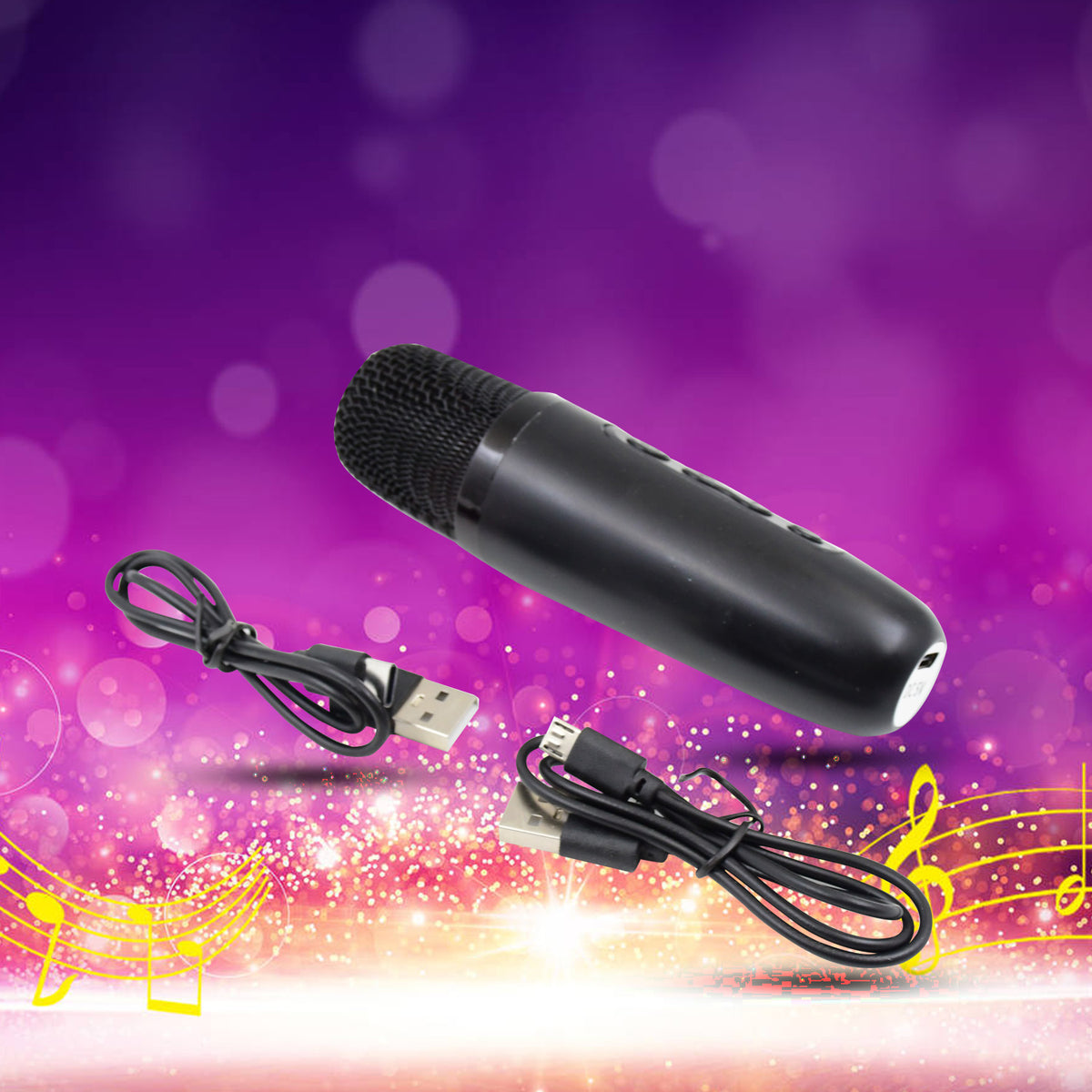 Wireless Bluetooth Speaker 5w High Bass With Wireless Mic Microphone Led Torch Solar Charging Support Usb Adjustable Strap (1 Set)