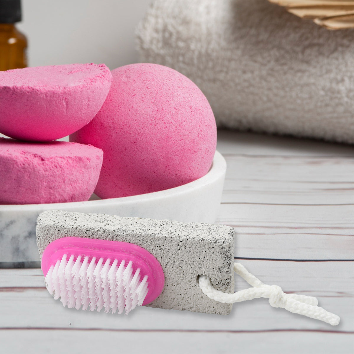 9352 Hand And Foot Brush With Pumice Stone To Remove Dead Skin Callus Stone Foot Scrubber Pedicure Brush For Dead Skin