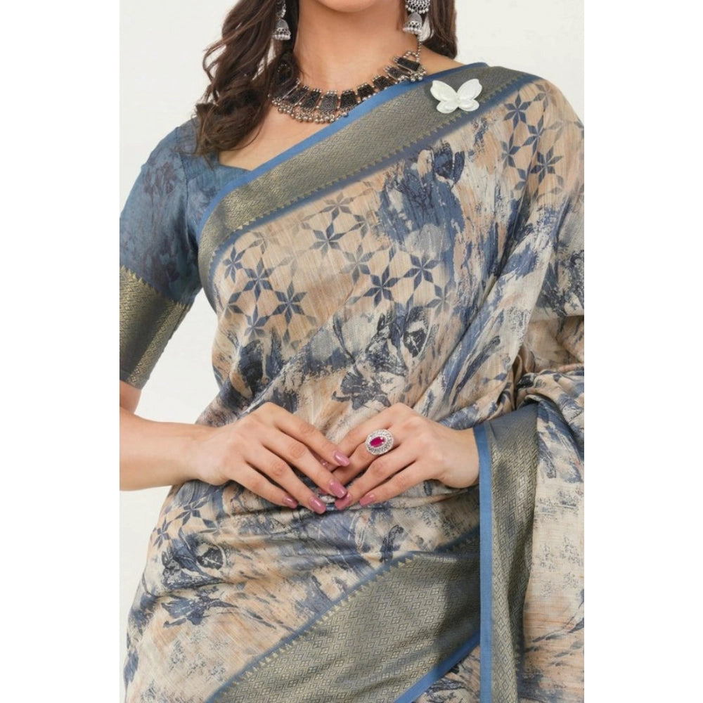 Women's Polyester Printed Saree With Unstitched Blouse 5.5 Mtr (Multicolor)