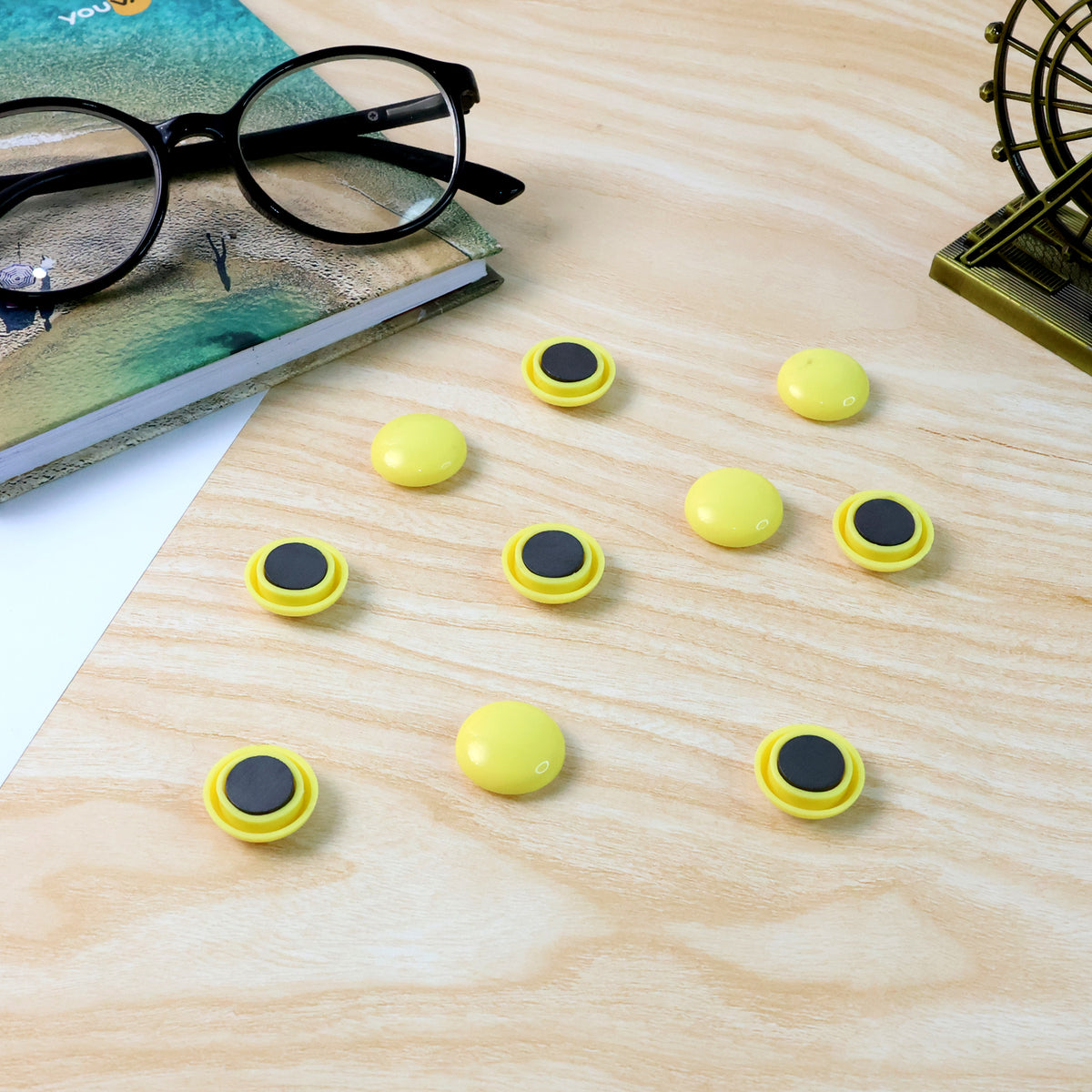 Strong Round Fridge Whiteboard Magnet - (10 Pc Set)