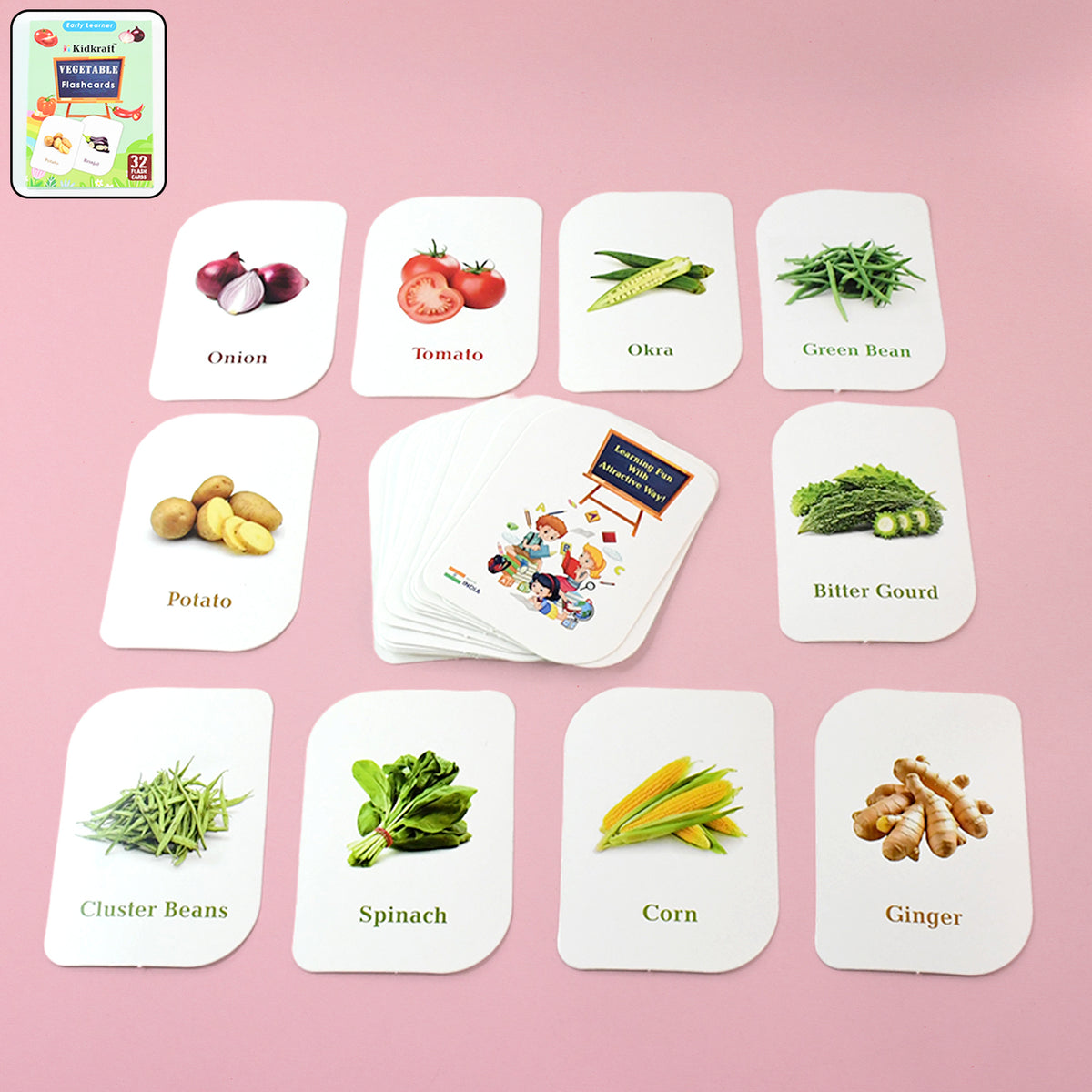 Kidkraft 32-piece Educational Vegetable Flash Cards Set