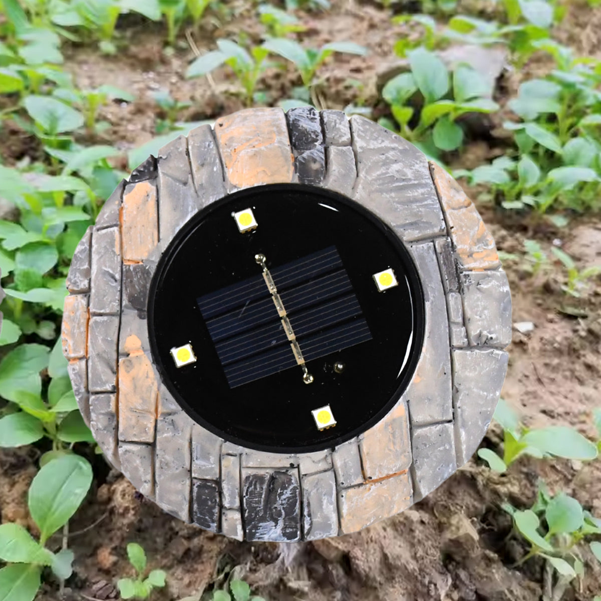 Disk Lights Slate Heavy Duty Outdoor Solar Pathway Lights 4 Led (2 Pc)