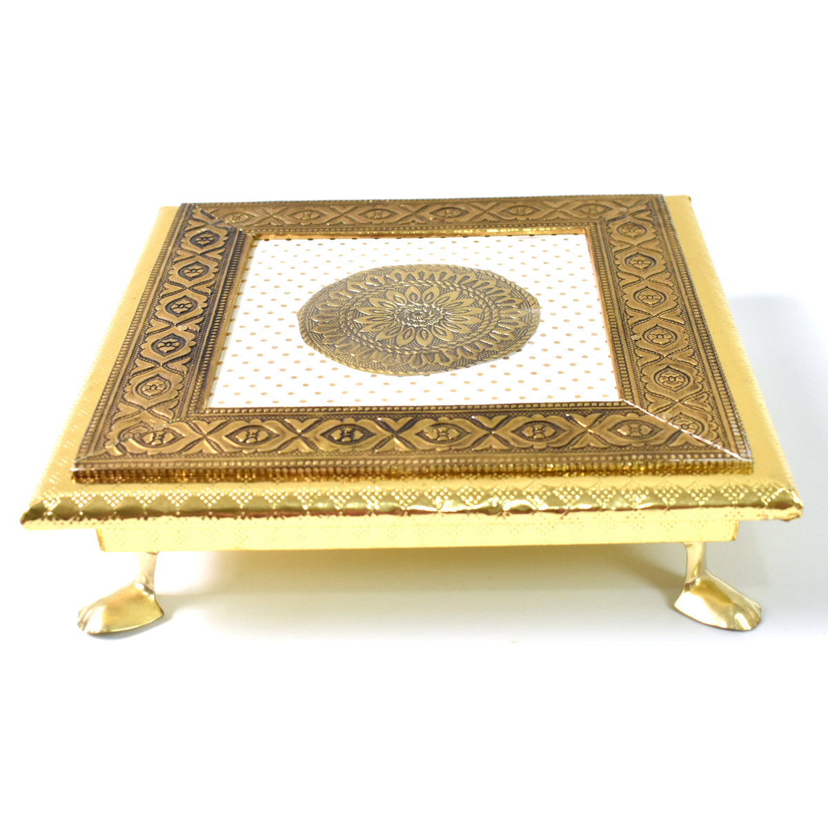Golden - Square Pooja Chowki Patla Bajot (2020 Cm 1 Pc)