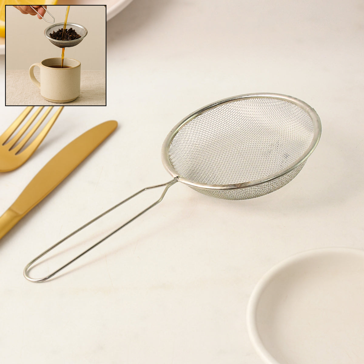 Stainless Steel Fine Mesh Tea Coffee Strainer (1 Pc)