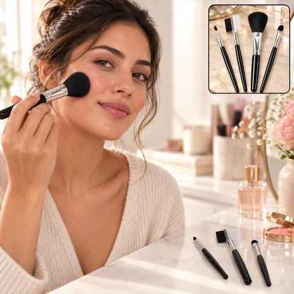 Mini Makeup Brush Set For Face Eye Brow And Lip Makeup With Compact Tools (5 Pc)