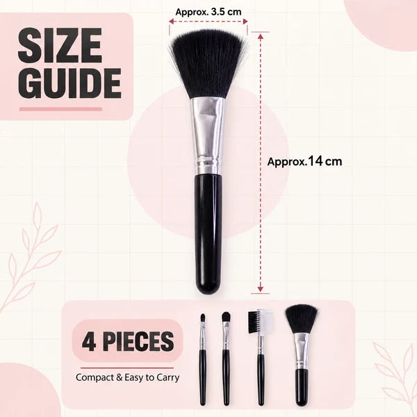 Mini Makeup Brush Set For Face Eye Brow And Lip Makeup With Compact Tools (5 Pc)