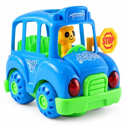 Battery Operated Musical School Bus Toy With Flashing Lights And Motion (1 Pc)