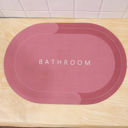 Two-tone Oval Bathroom Rug Water Absorbing Anti-skid Mat (1 Pc 58.5x39 Cm)