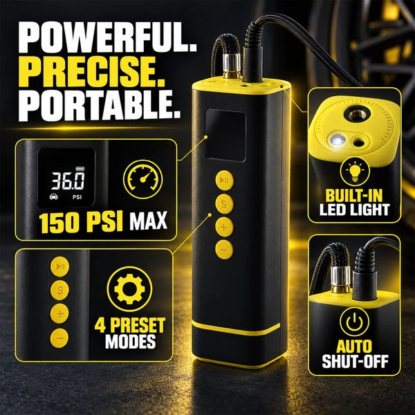 Portable Electric Car Tyre Air Pump Rechargeable Wireless Inflator (1 ...