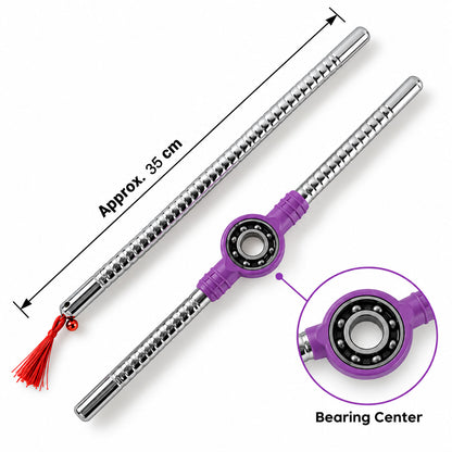 Steel Dandiya Stick Pair With Bearing Center Textured Grip And Tassel