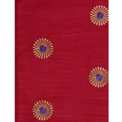 Women's Silk Blend Embroidered Saree With Unstitched Blouse 5.5Mtr (Red)