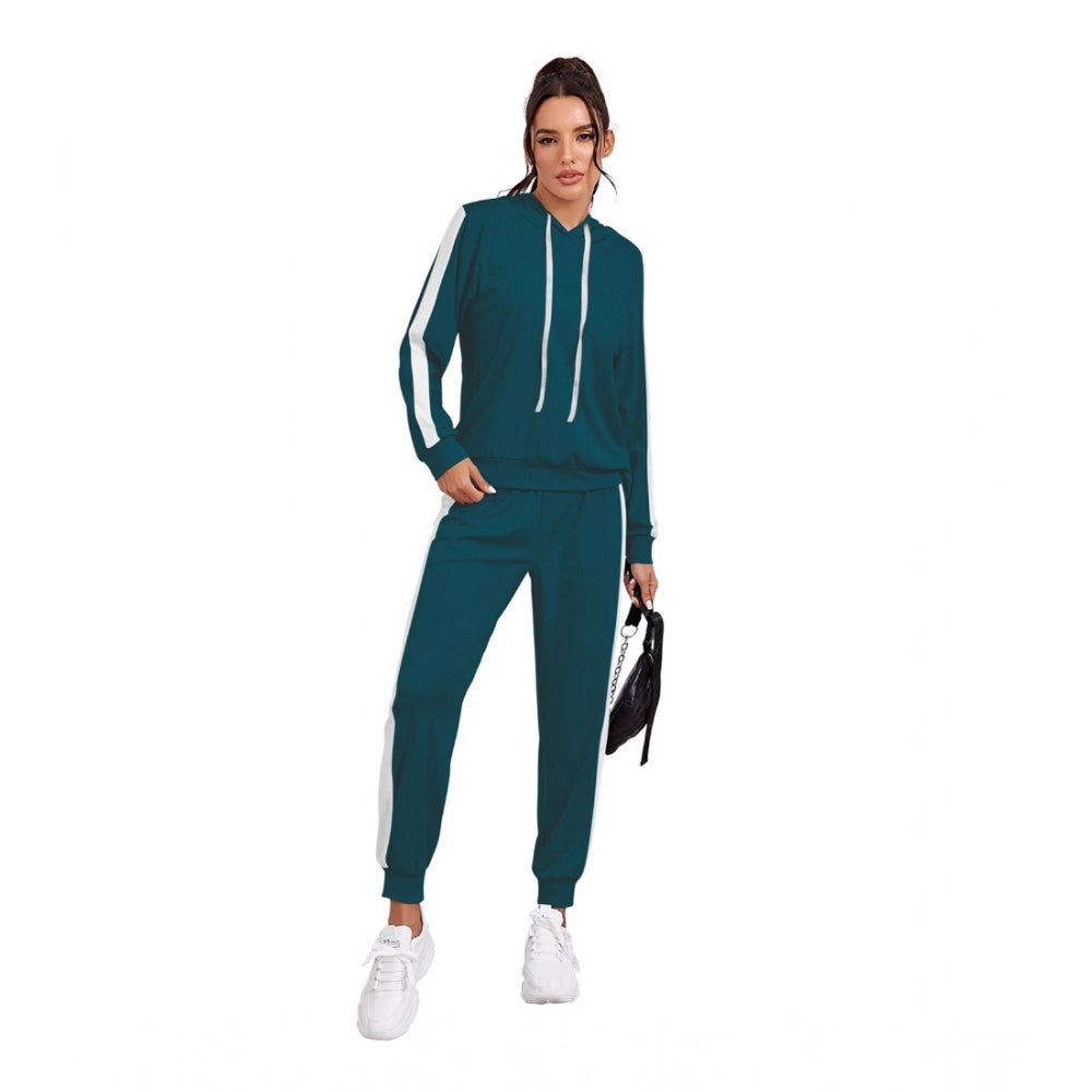 Women's Knitting stretchable Solid Hooded Neck Full Sleeve Track Suit (Morpich)