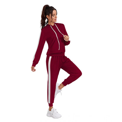 Women's Knitting stretchable Solid Hooded Neck Full Sleeve Track Suit (Maroon)
