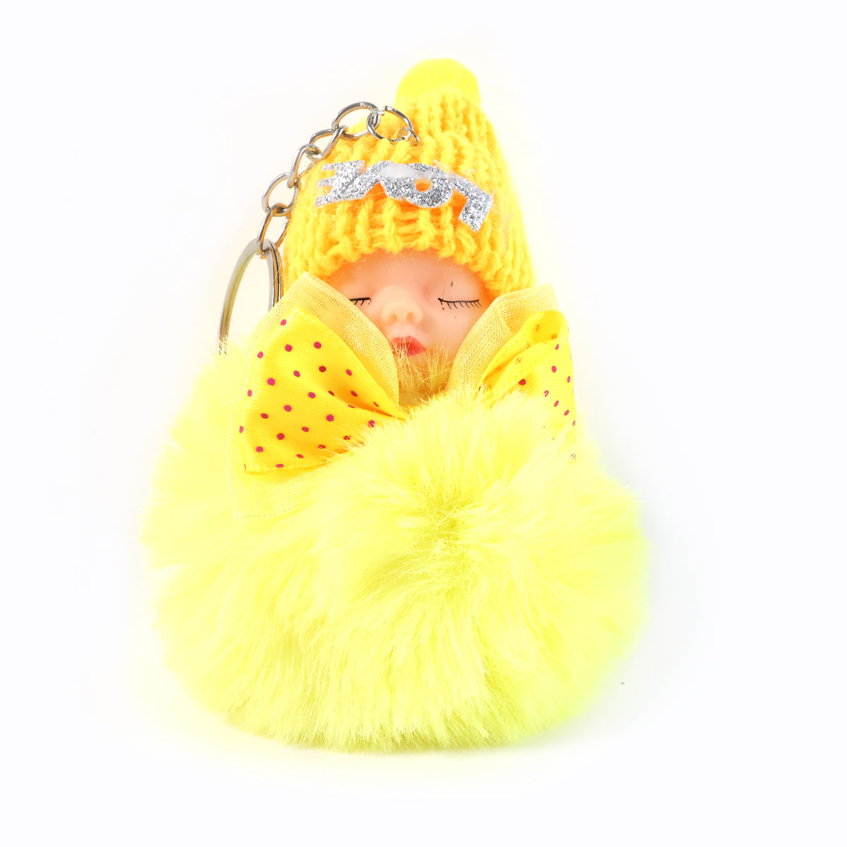 Cute Doll Plush Keychain With Soft Fur Ball (1 Pc)