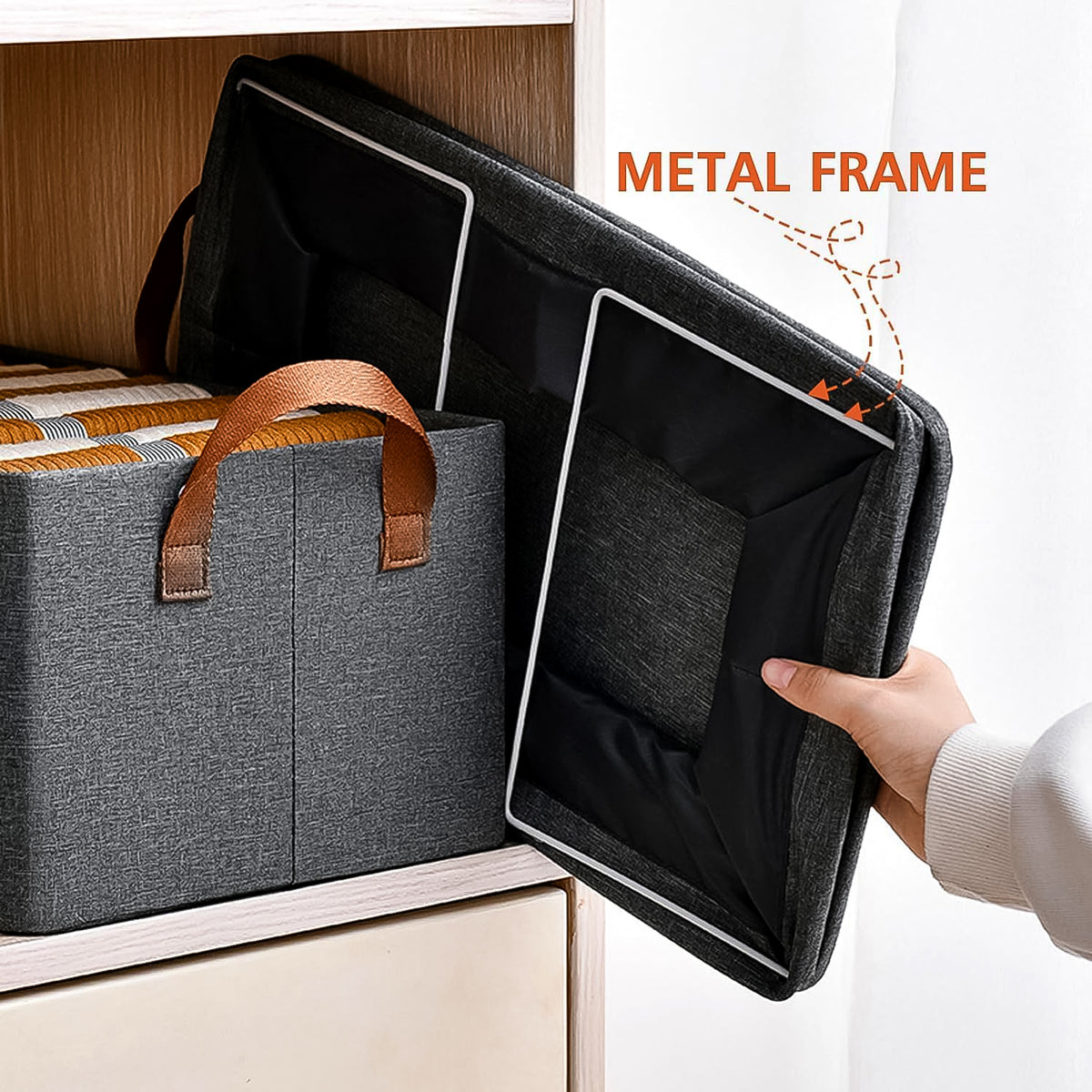 Foldable Cloth Storage Organizer Bag With Handles (46x27cm1pc)