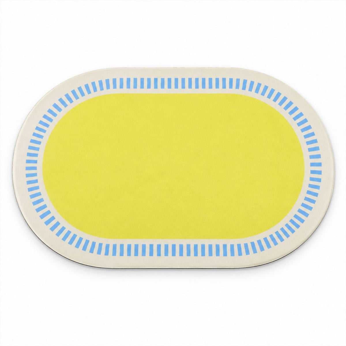 Striped Border Oval Shower Mat Bright Quick Dry Bathroom Rug (1 Pc 60x40 Cm)