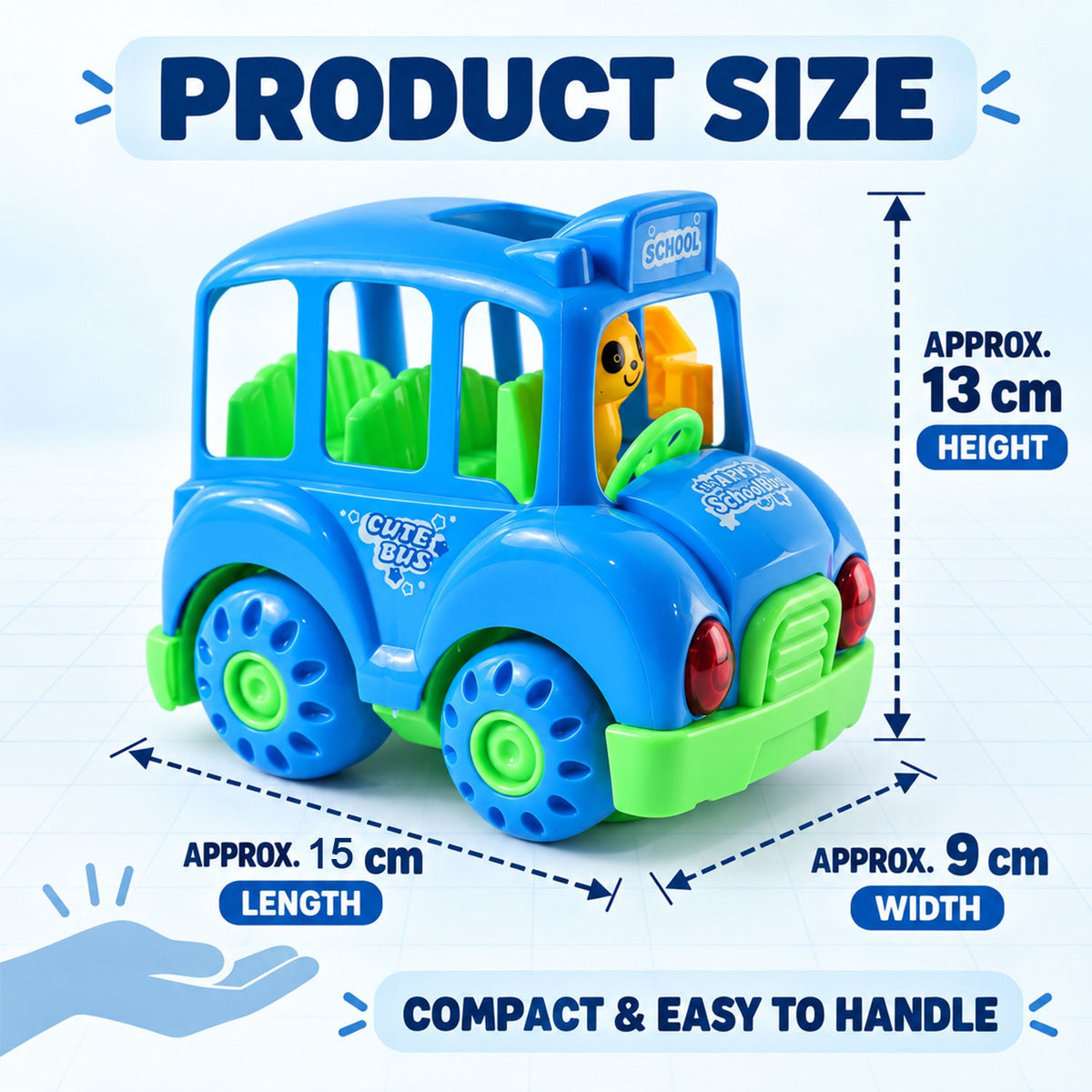 Battery Operated Musical School Bus Toy With Flashing Lights And Motion (1 Pc)