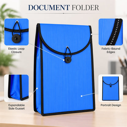 Plastic Expanding File Folder With Elastic Closure For Documents (34 X 26 Cm)