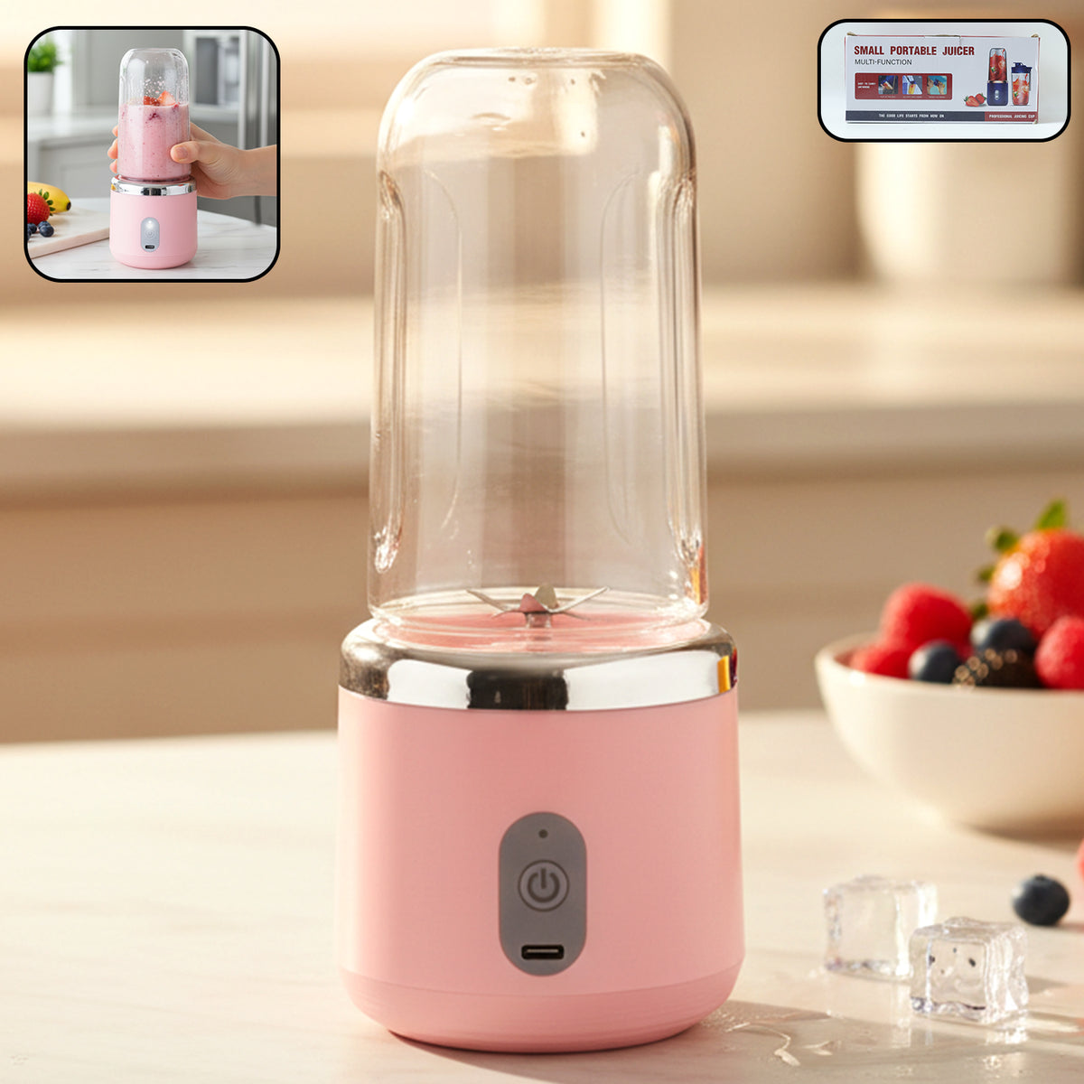 Portable Usb Rechargeable Electric Mini Juicer Blender (1 Set 400ml Capacity)