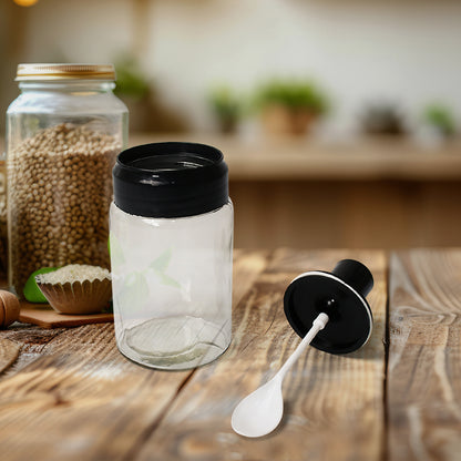 10011 Transparent Glassoil Dispenser 500 Ml Bottle Set Of 2 Spice Jar 250 Ml Set Of 3 Oil Bottle For Kitchen Oil  Vinegar Storage Glass Bottle Glass Container For Spice Masala (5 Pcs Set)