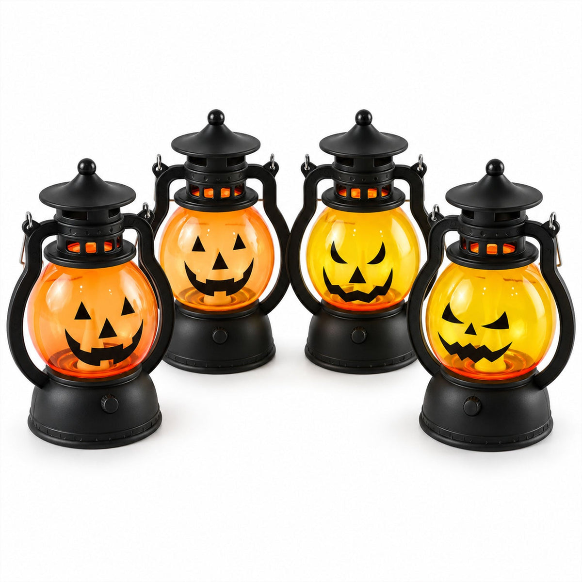 Mini Hanging Halloween Pumpkin Led Lantern Candles (4 Pc Set)