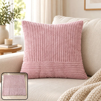 Soft Plush Corduroy Pillow Cover With Hidden Zipper (1 Pc 45 X 43 Cm)