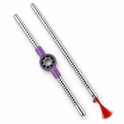 Steel Dandiya Stick Pair With Bearing Center Textured Grip And Tassel