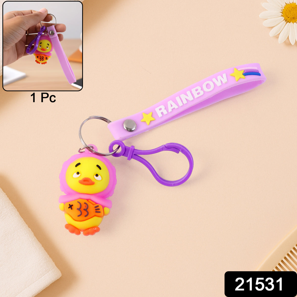 Cute Cartoon Duck Keychain (1 Pc)