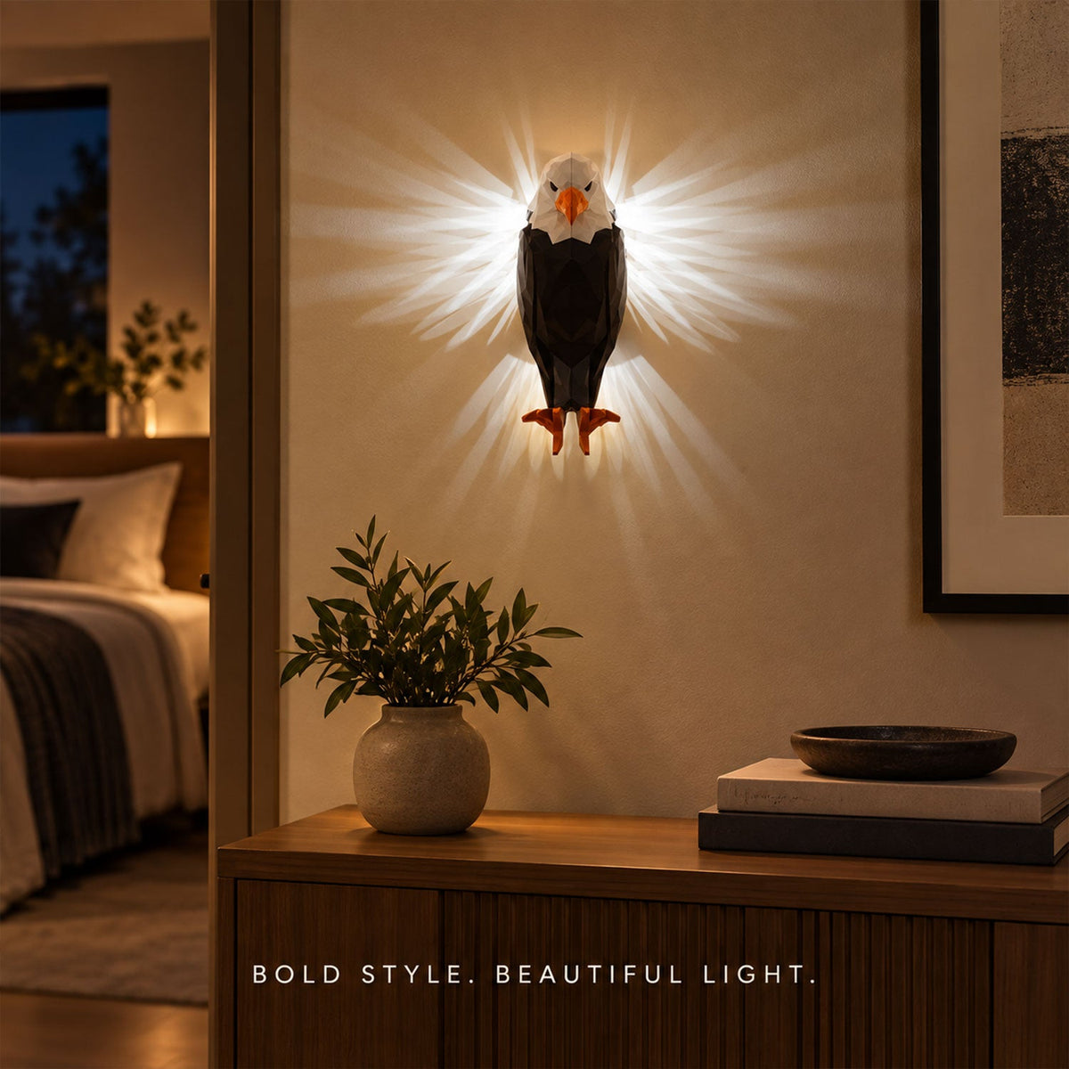 Eagle Shaped Led Ambient Wall Light With Remote And Magnetic Holder (1 Pc Set)