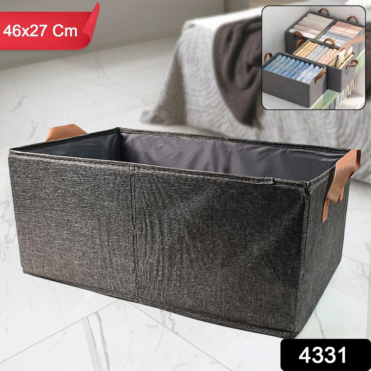 Foldable Cloth Storage Organizer Bag With Handles (46x27cm1pc)