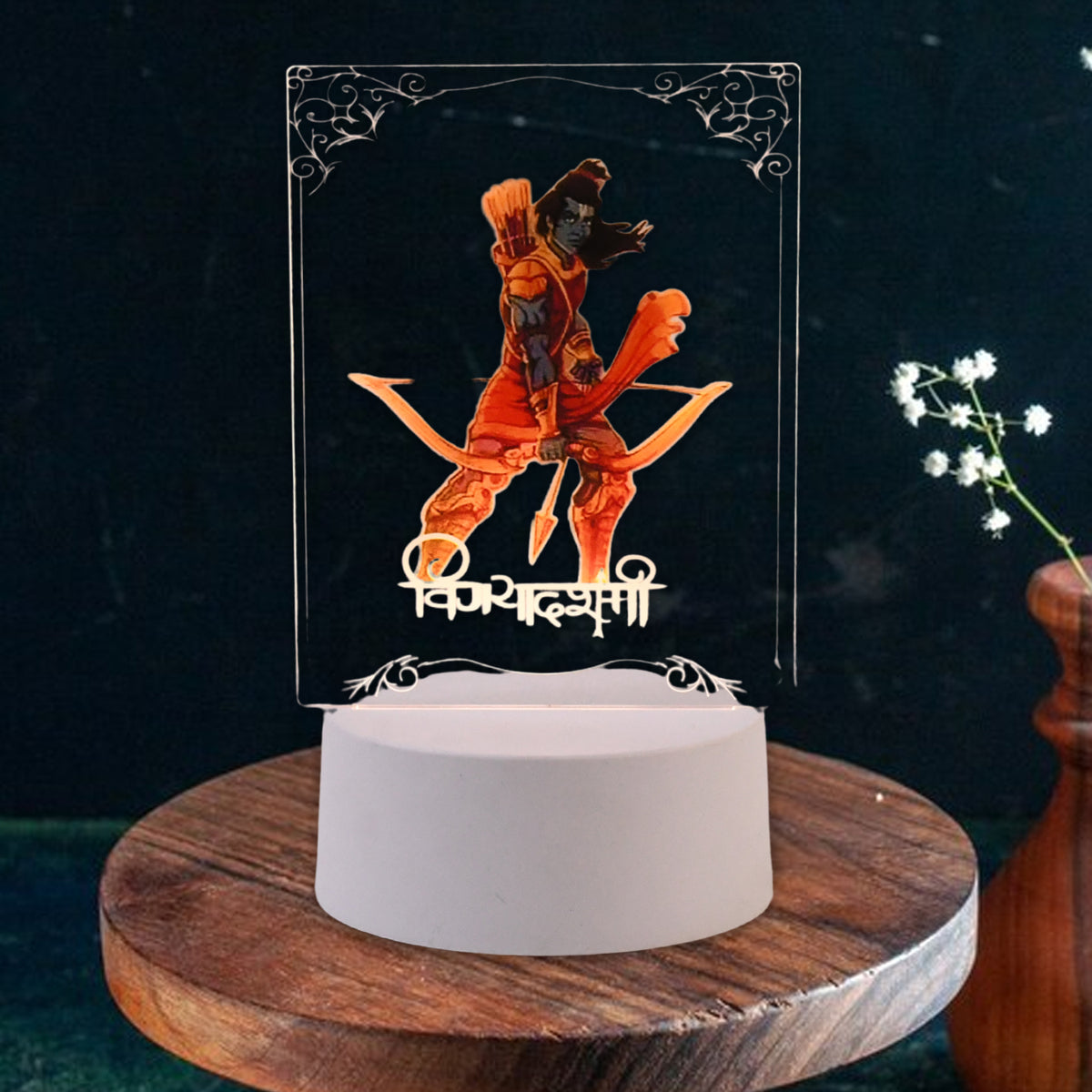 Beautiful 3d Lord Shree Ram Frame With Soft White Light (1 Pc)