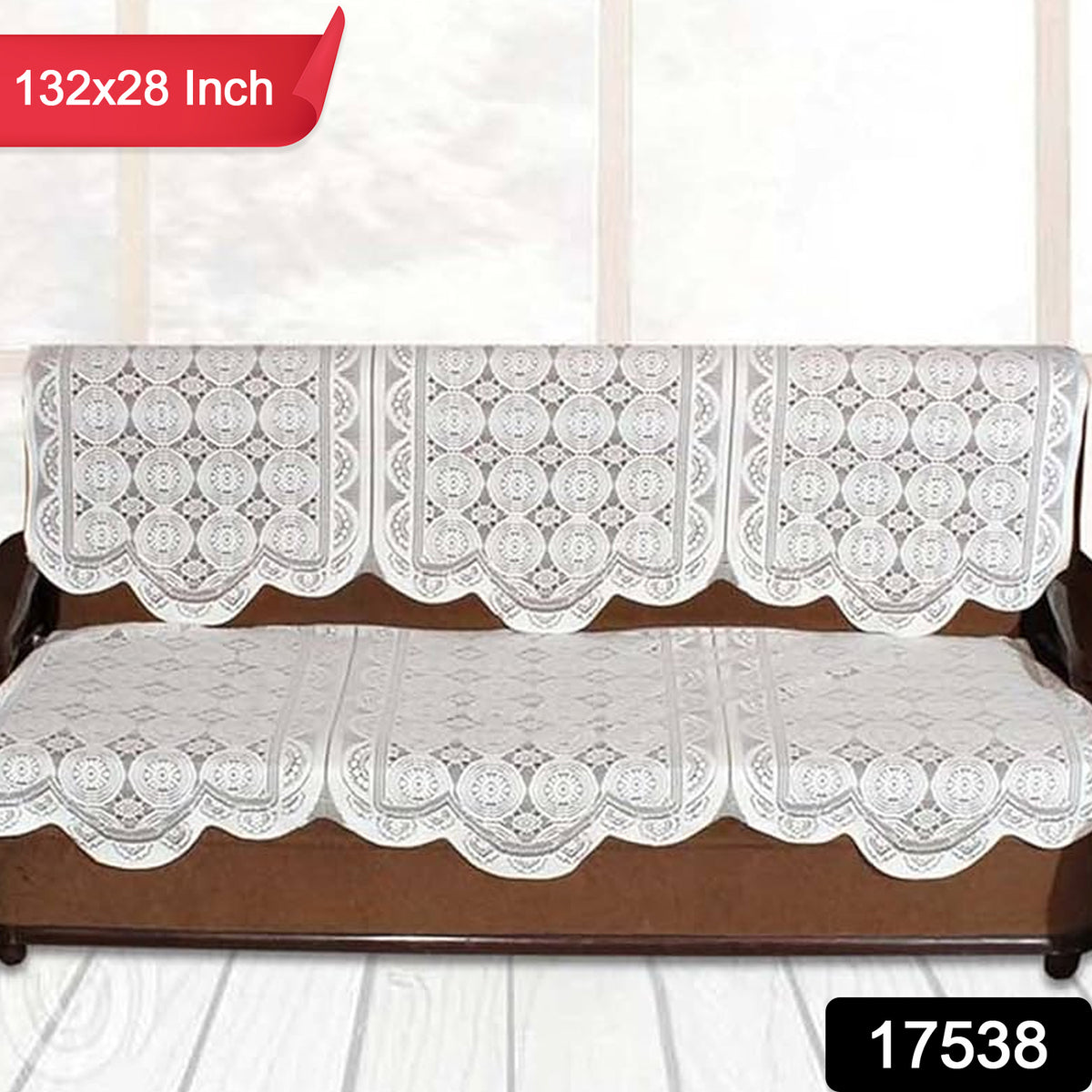 Lace-design Sofa Protector Runner - (1 Pc  132x28 Inch)