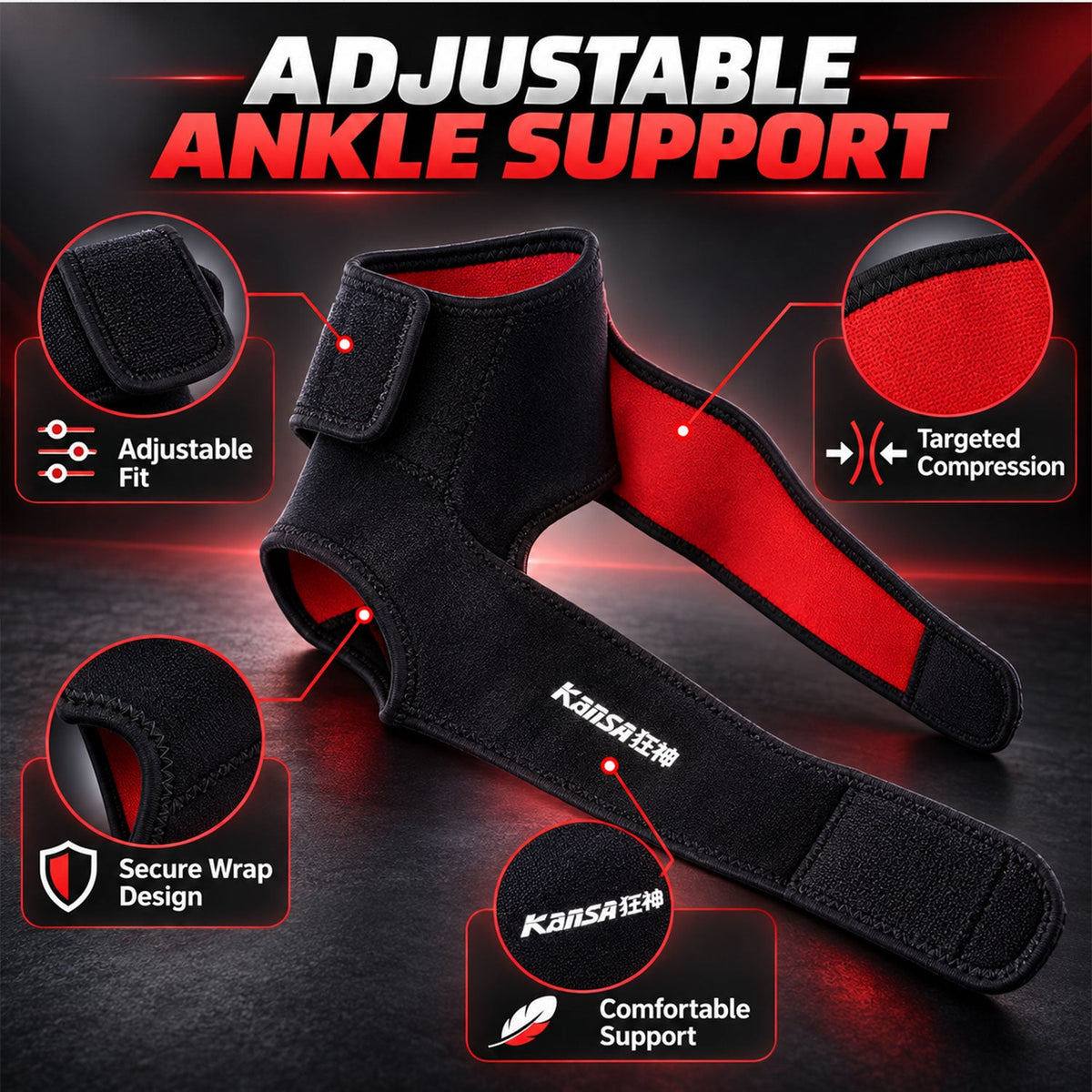 Adjustable Ankle Support Brace With Wrap Strap For Everyday Comfort Wear (1 Pc)