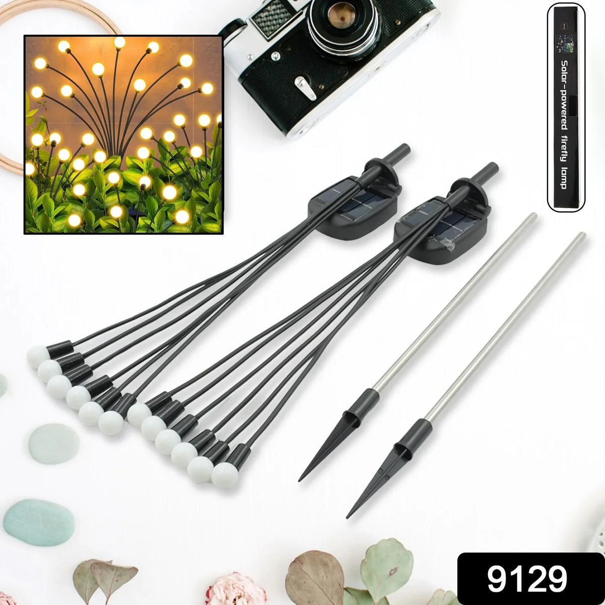 9129 Solar Garden Lights Solar - Powered Firefly Lamp New Upgraded Solar Firefly Lights Outdoor Waterproof Solar Outdoor Decorative Lights For Yard Gardening Patio Backyard Pathway Dcor (2 Pcs Set 12 Led (Warm Light))
