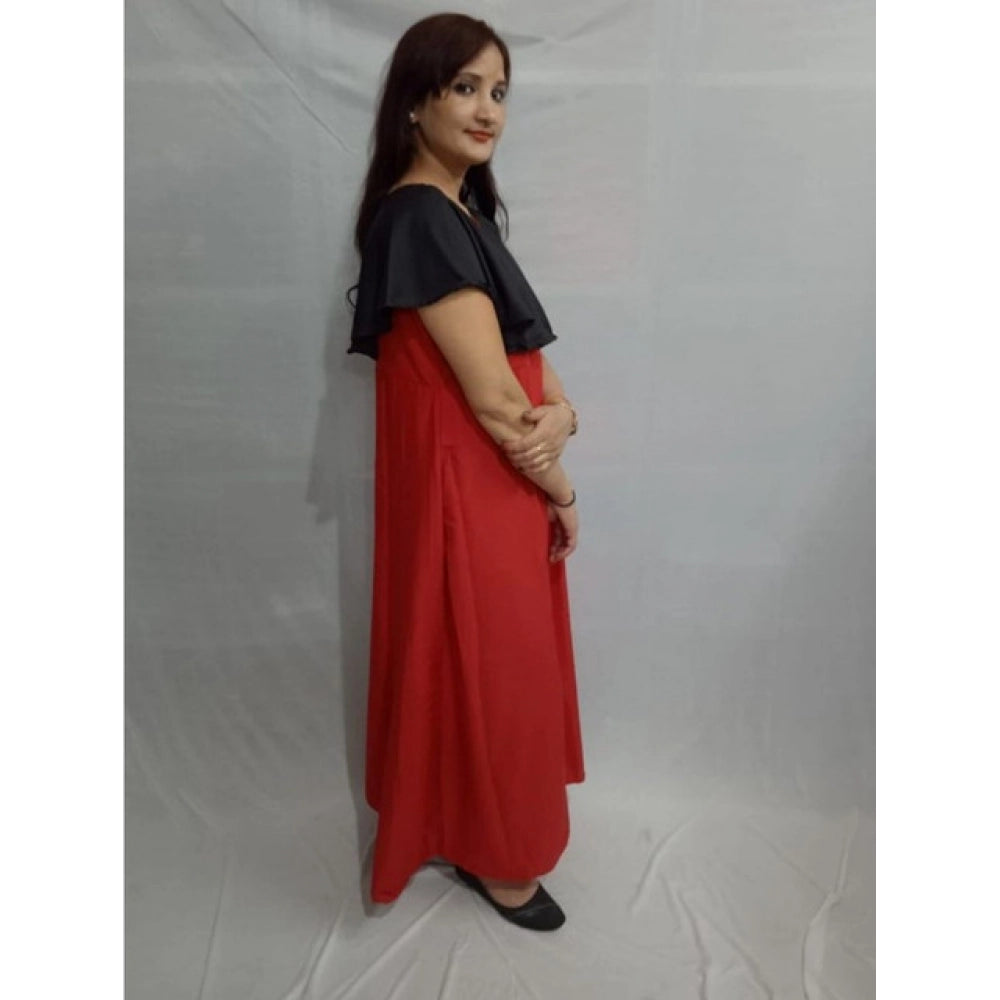Women's Casual Crepe Cape Sleeve Dress (Black)