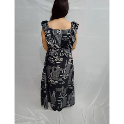 Women's Casual Crepe Sleeveless Dress (Black)
