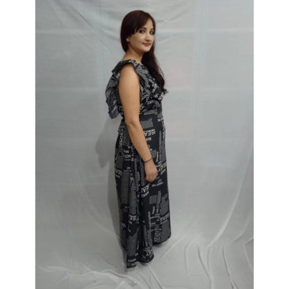 Women's Casual Crepe Sleeveless Dress (Black)