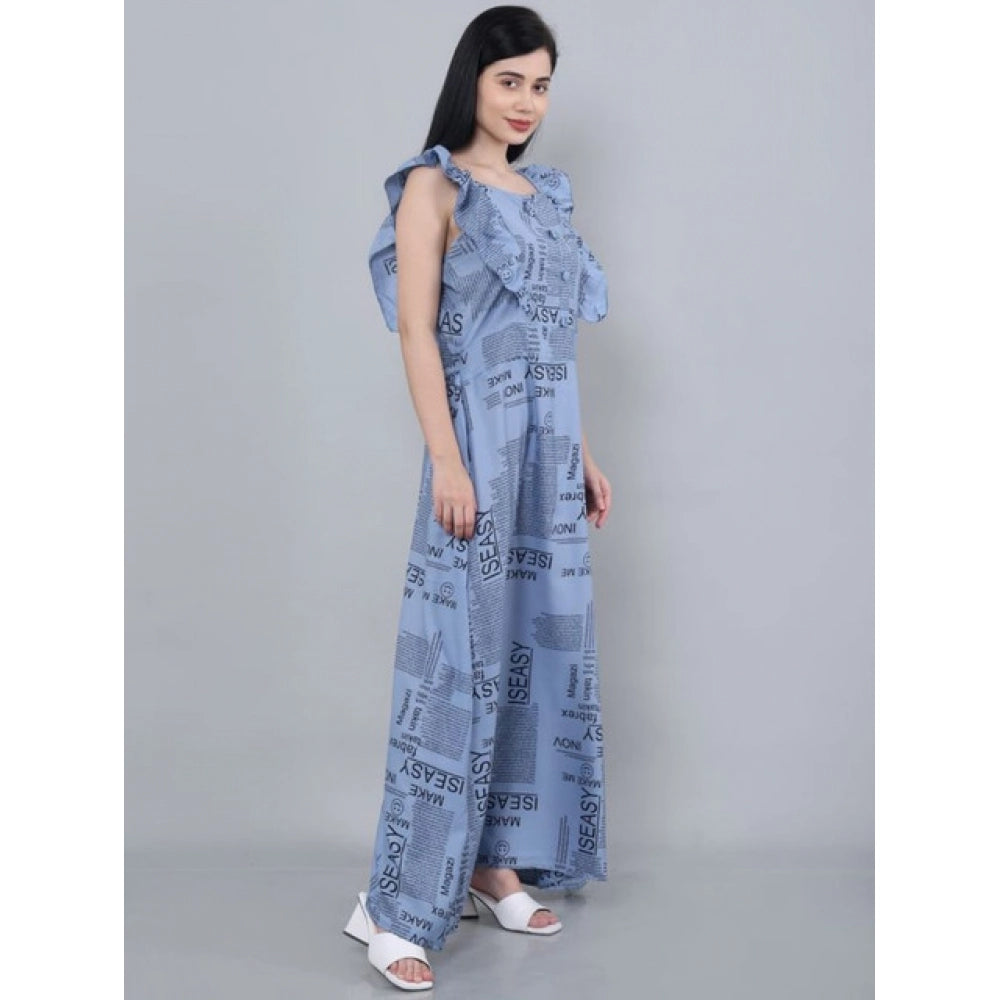 Women's Casual Crepe Sleeveless Dress (Grey)
