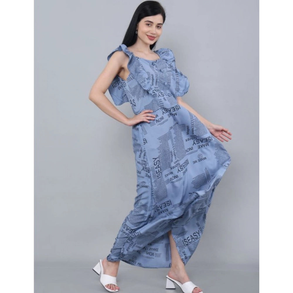 Women's Casual Crepe Sleeveless Dress (Grey)