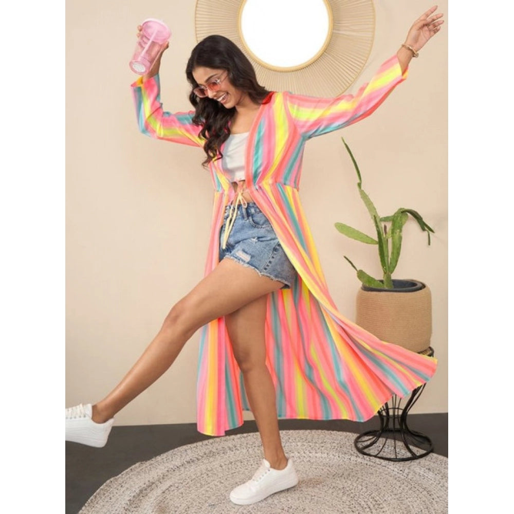 Women's Polyester Crepe Printed Long Sleeves Shrug (Multicolor)