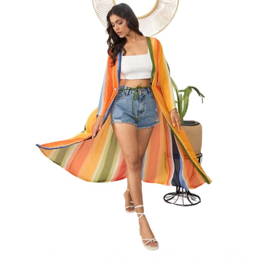 Women's Polyester Crepe Printed Long Sleeves Shrug (Multicolor)