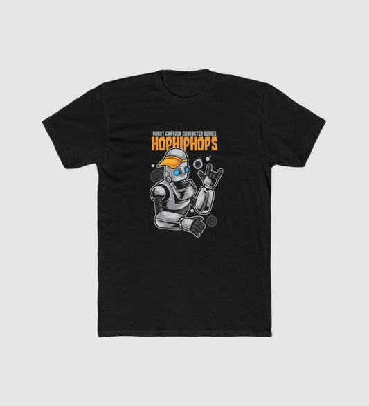 Men's Polyester Printed Round Neck Short Sleeve T-Shirt (Black)