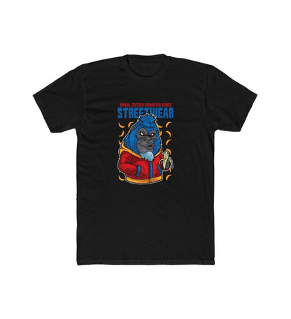 Men's Polyester Printed Round Neck Short Sleeve T-Shirt (Black)