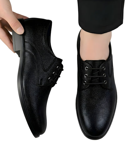 Men's Synthetic Leather Solid Lace-Up Formal Shoes (Black)